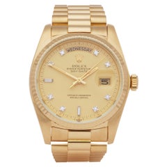 Rolex Day-Date 36 18038 Unisex Yellow Gold Diamond Watch