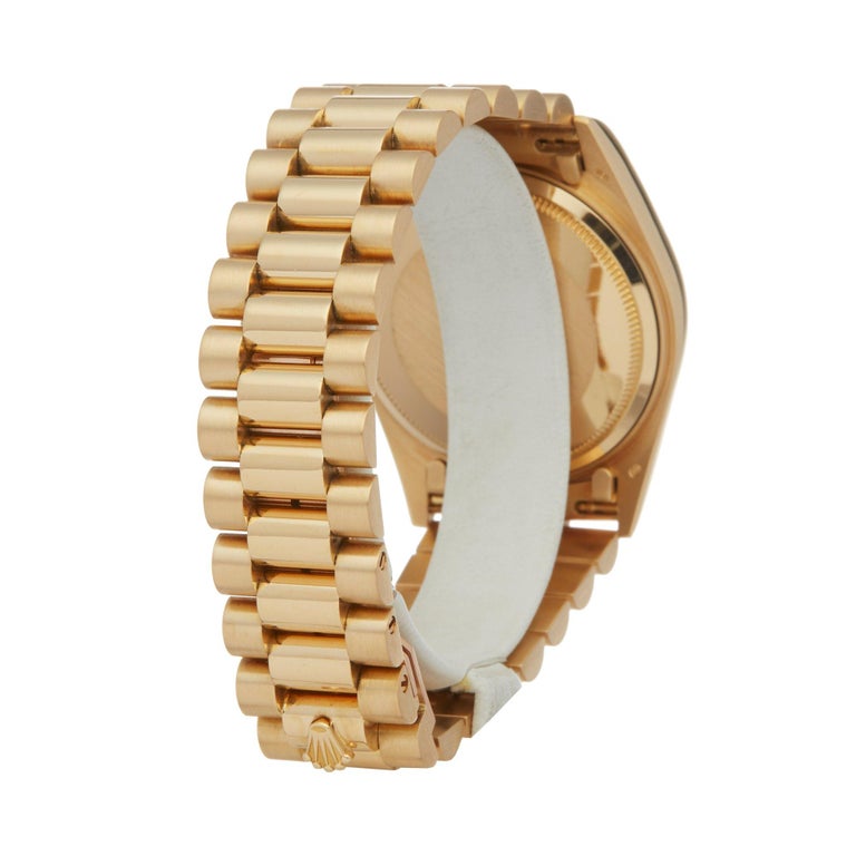 Rolex Day-Date 36 18038A Unisex Yellow Gold Diamond Watch at 1stDibs