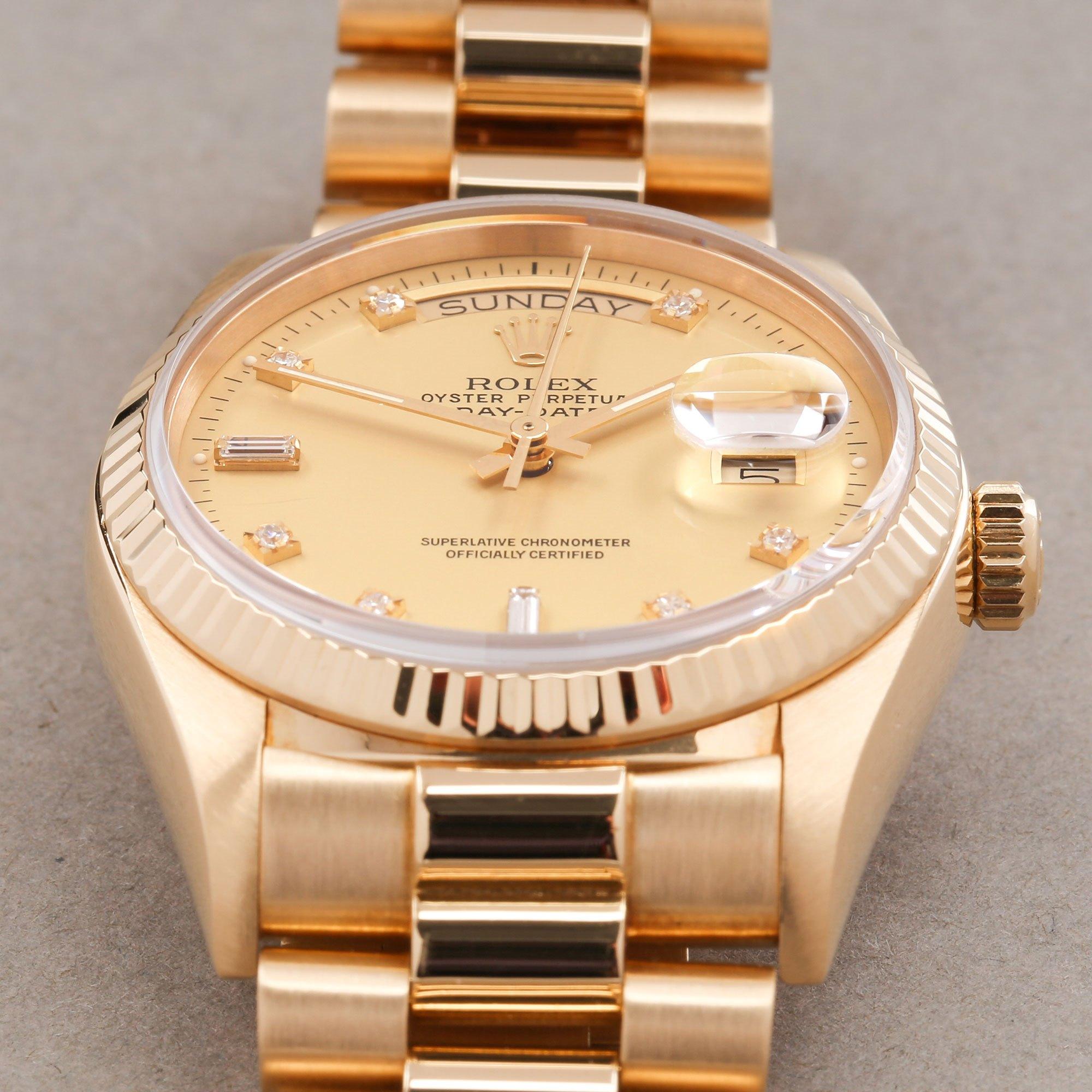 Rolex Day-Date 36 18038A Unisex Yellow Gold Diamond Watch 5
