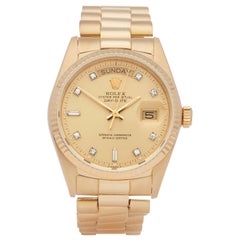 Used Rolex Day-Date 36 18038A Unisex Yellow Gold Diamond Watch