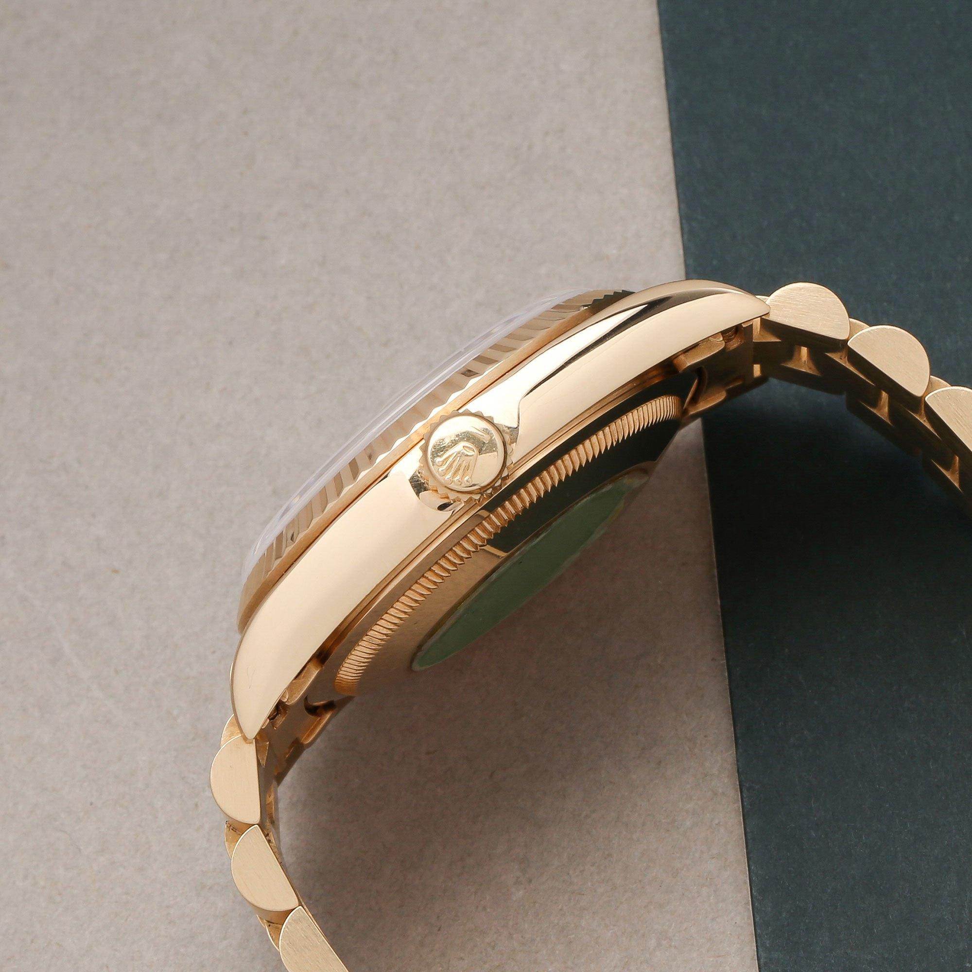 Rolex Day-Date 36 18238 Unisex-Uhr aus Gelbgold mit Ammonit-Fossil-Zifferblatt im Zustand „Hervorragend“ im Angebot in Bishops Stortford, Hertfordshire