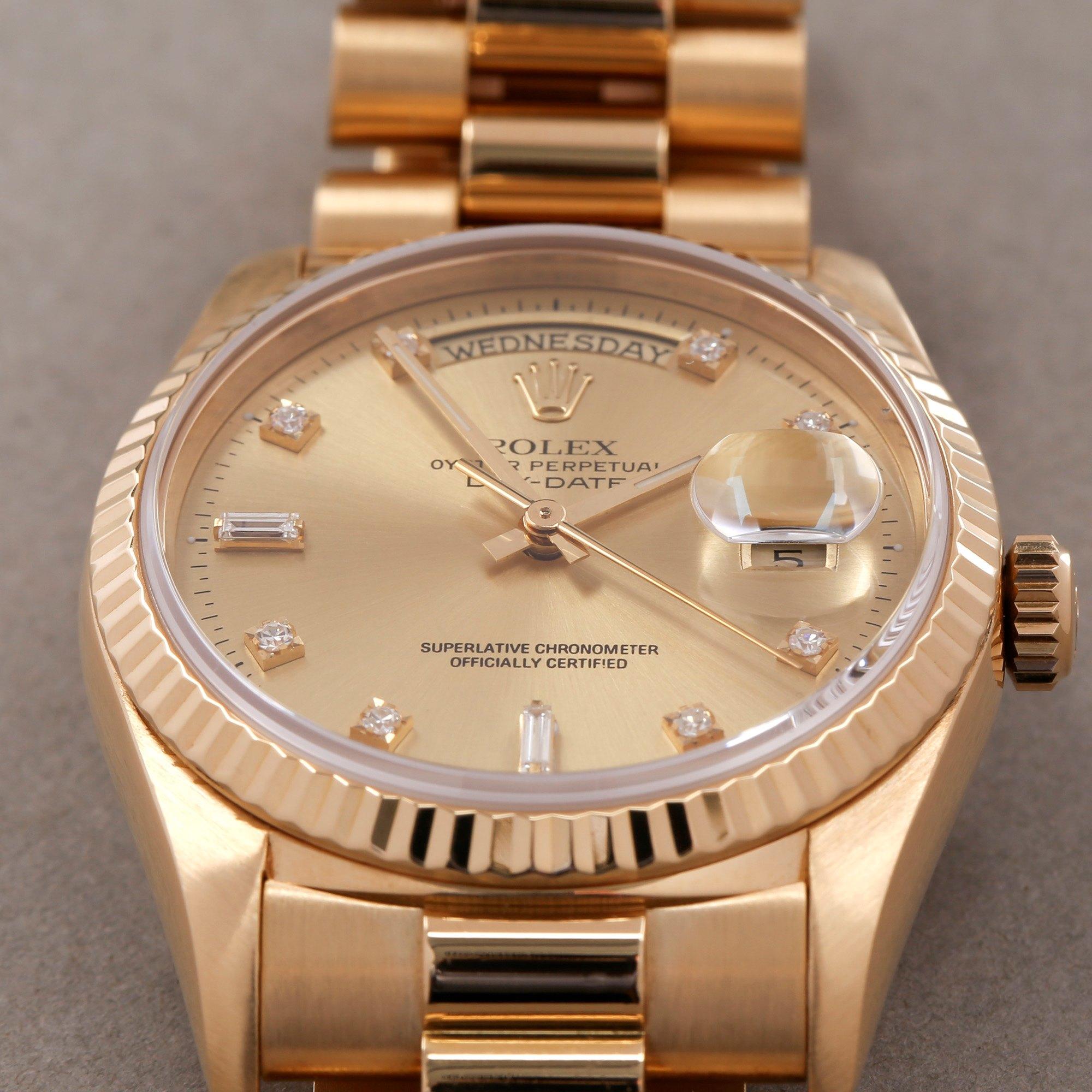 Rolex Day-Date 36 18238A Unisex Yellow Gold Diamond Watch 4