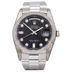 Used Rolex Day-Date 36 18239 Unisex White Gold Diamond Watch