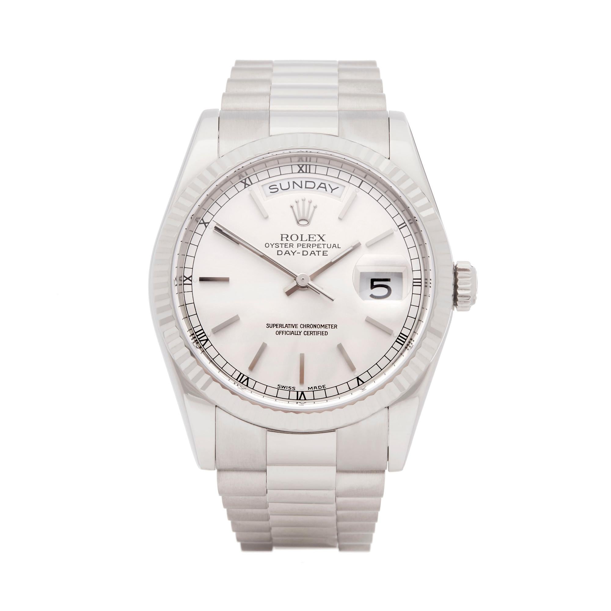 Rolex Day Date 36 Diamond White Gold 118239 Wrist Watch
