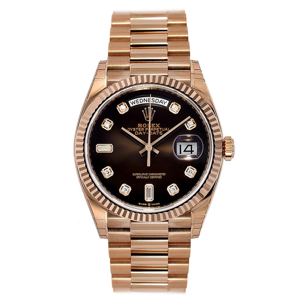 rolex day date 36 rose gold chocolate dial