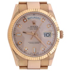 Rolex Day-Date 36 Wristwatch 118235 18k Rose Gold Diamonds Automatic 1Yr Wnty