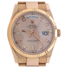 Rolex Day-Date 36 Wristwatch 118235 18k Rose Gold Diamonds Automatic 1Yr Wnty