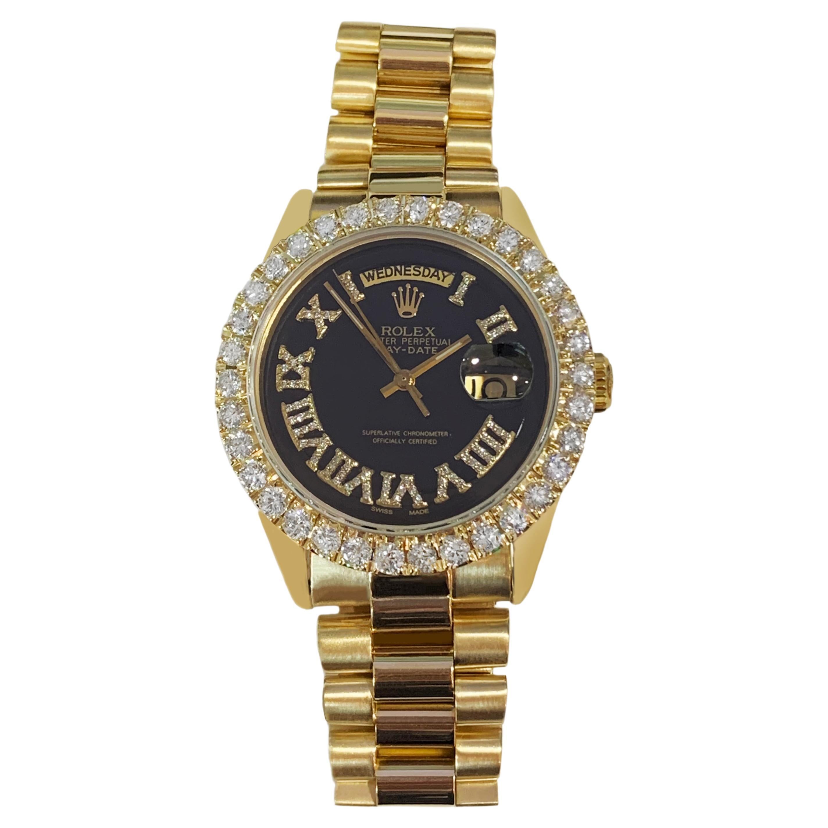 Rolex Day-Date 36 Yellow Gold Diamond Bezel Watch 1803 For Sale