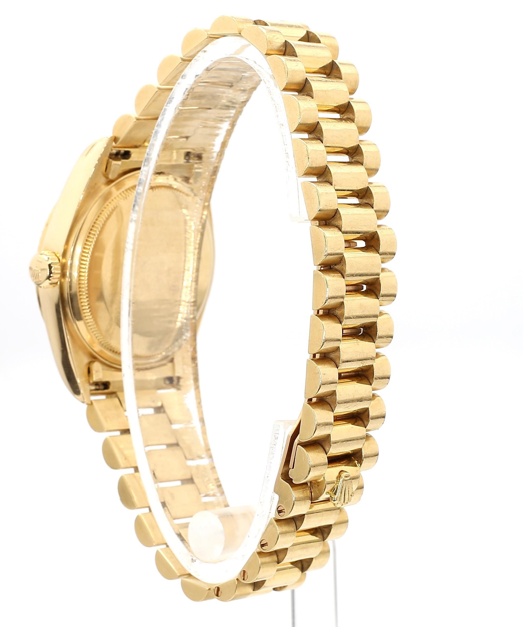 Modern Rolex Day-Date 36mm 18038 Night Blue Diamond Dial 18K Gold Watch For Sale