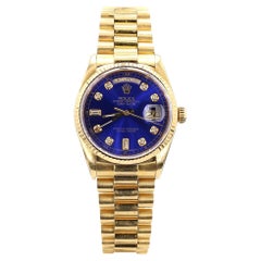 Rolex Day-Date 36mm 18038 Night Blue Diamond Dial 18K Gold Watch
