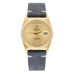 Rolex Day-Date 36mm 18238 18K Yellow Gold Watch Fluted Bezel Champagne Diamond
