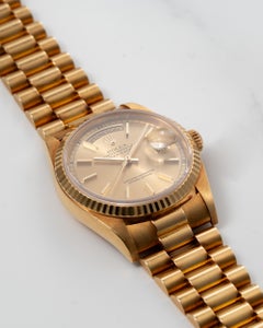 Rolex Day Date 36mm 18238 Champagne Stick Dial 18k YG W3 Serial 1995