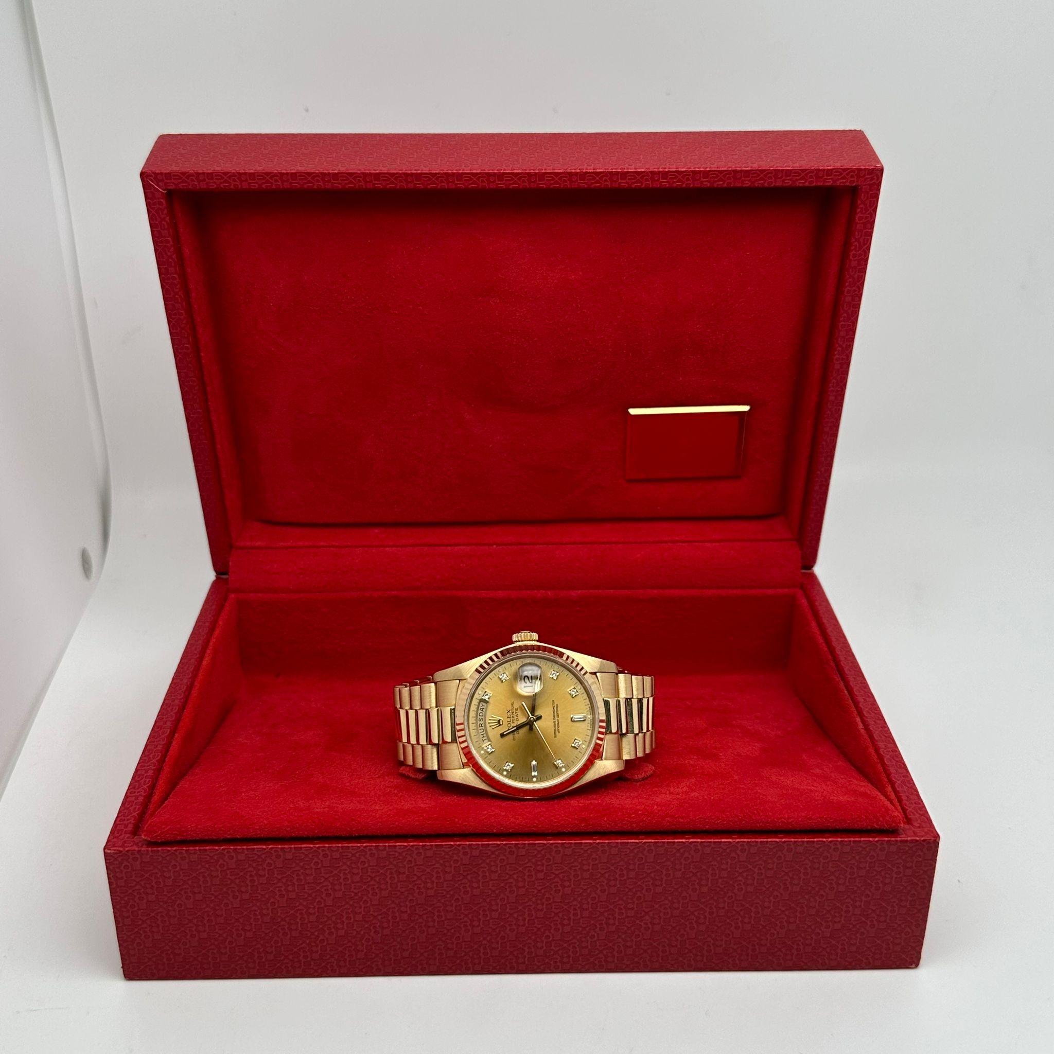 Rolex Day-Date 36mm 18K Gold Champagner Diamant Zifferblatt Automatik-Herrenuhr 18038A im Angebot 3