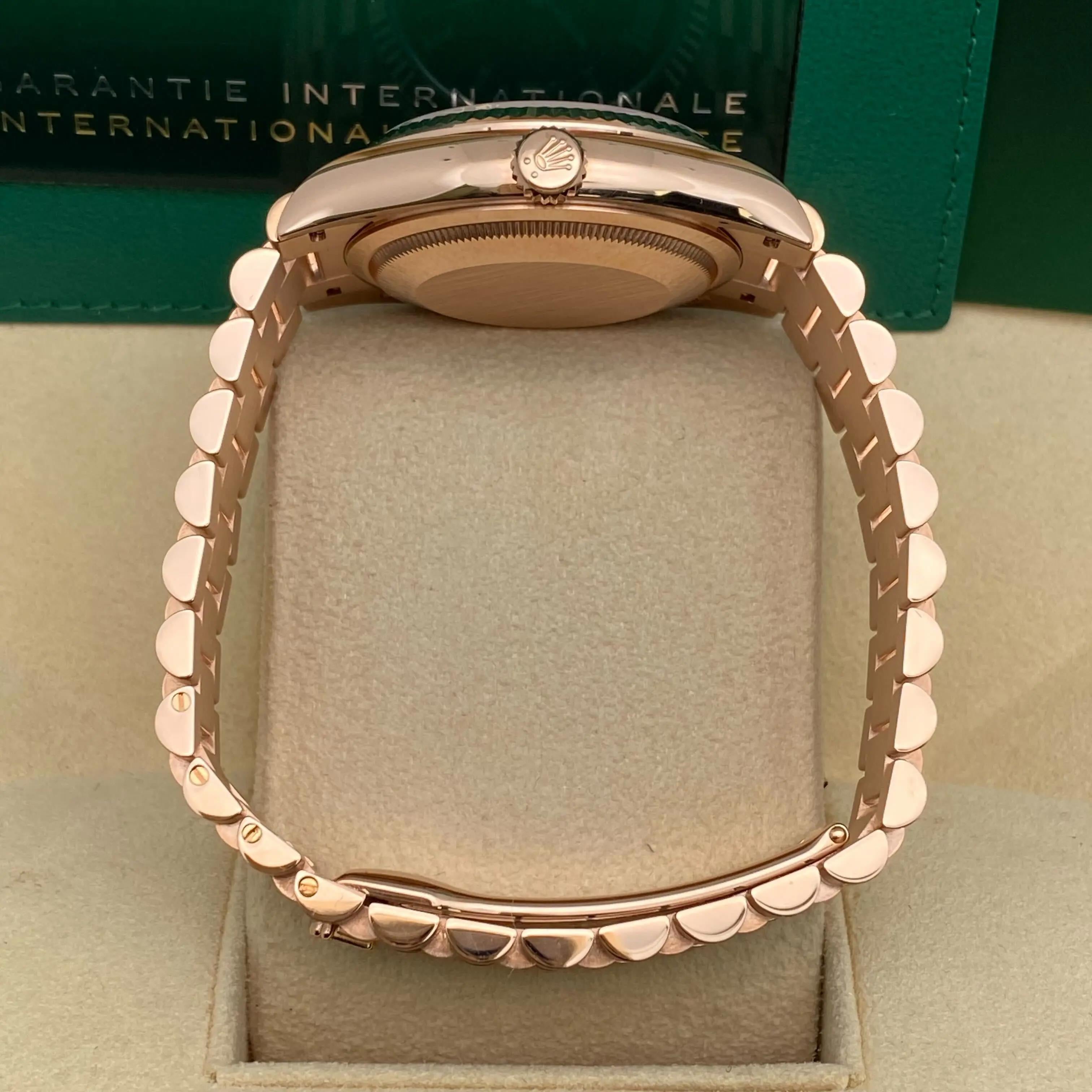 Rolex Day-Date 36mm 18K Rose Gold Eisenkiesel Diamant-Zifferblatt Uhr 128235 im Angebot 3