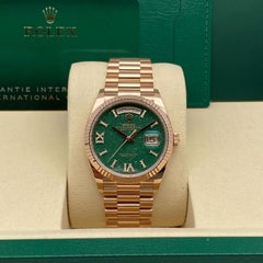 Rolex Day-Date 36mm 18K Rose Gold Green Aventurine Diamond Dial Watch 128235