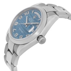 Rolex Day-Date 36mm 18K White Gold Blue Wave Dial Watch 118209