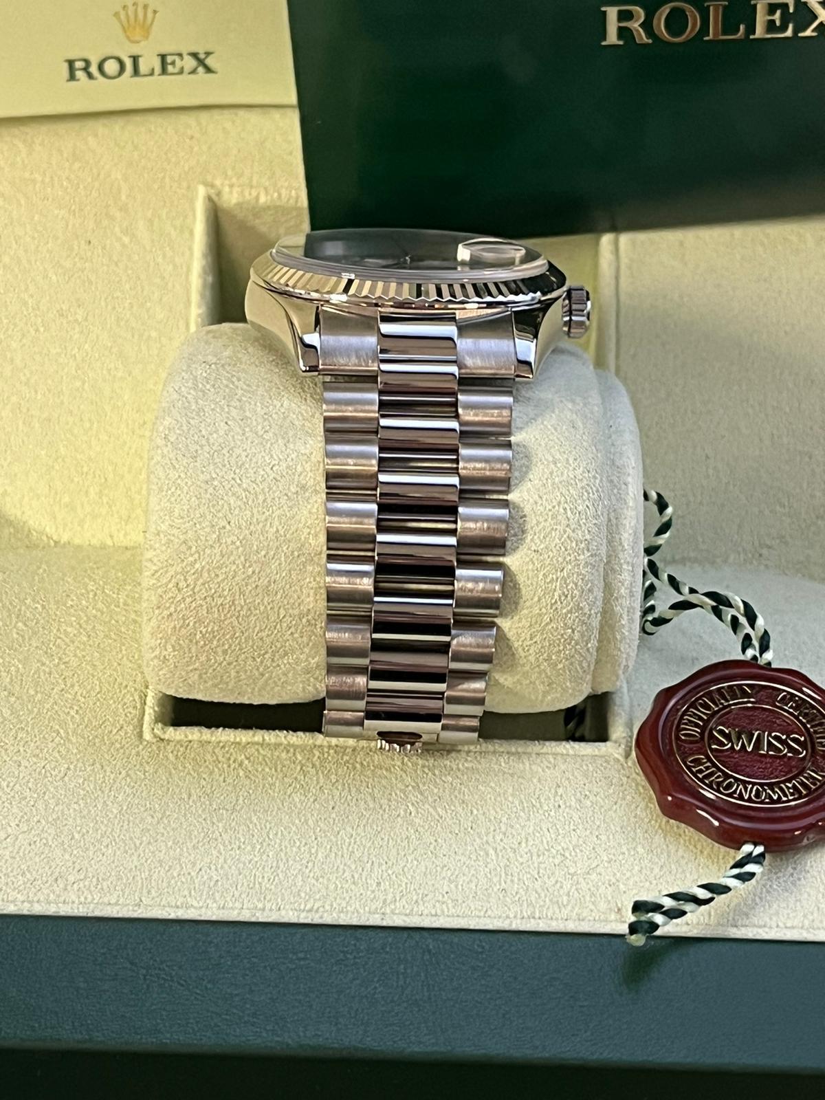 Rolex Day-Date 36mm 18k White Gold Fluted Bezel Meteorite 2 Diamonds Dial 118239 For Sale 6