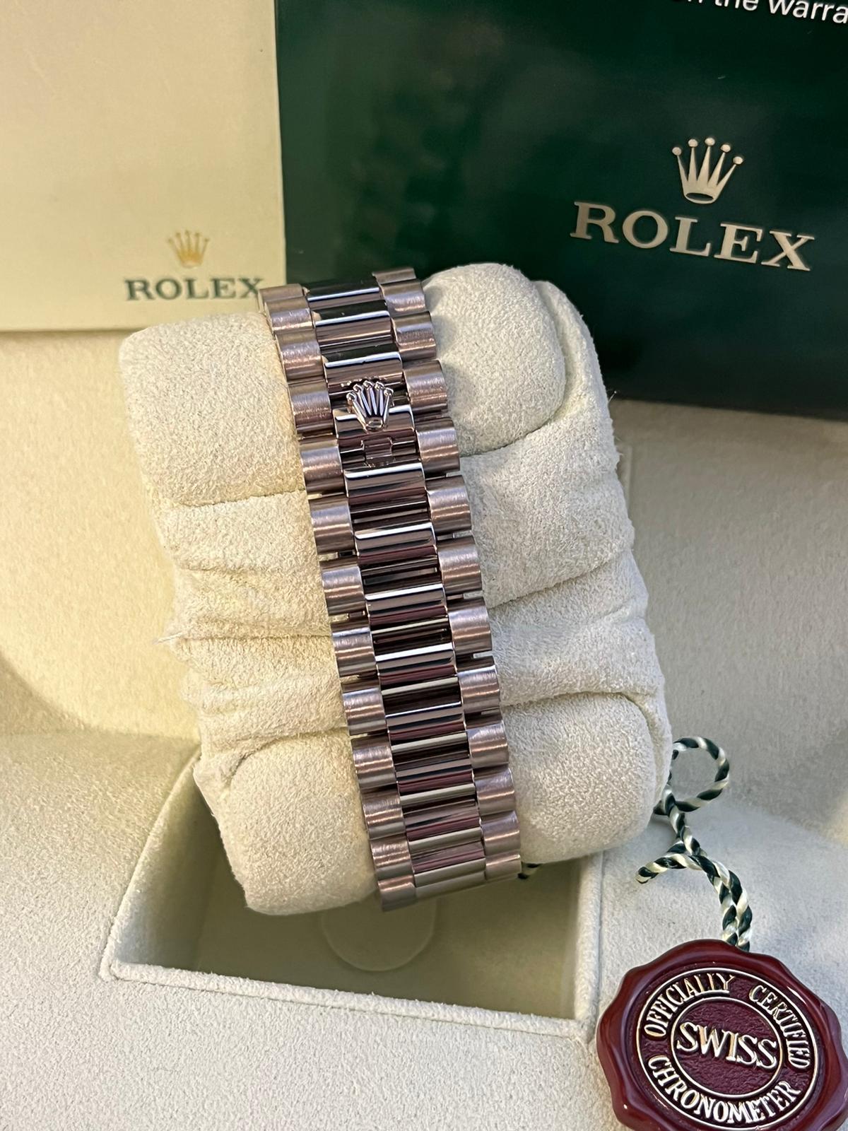 Rolex Day-Date 36mm 18k White Gold Fluted Bezel Meteorite 2 Diamonds Dial 118239 For Sale 9