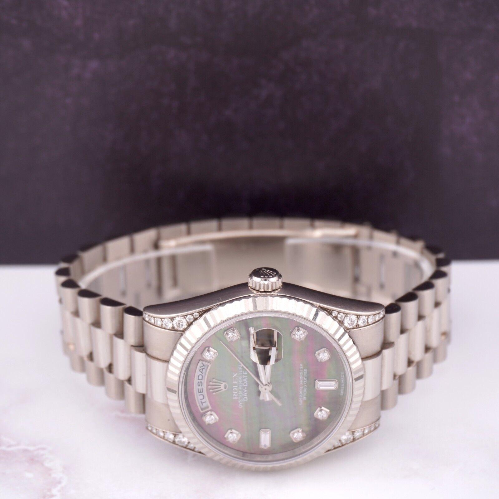Women's or Men's Rolex DAY-DATE 36mm 18K White Gold President Men Watch DIAMOND 118339 BOX PAPERS For Sale