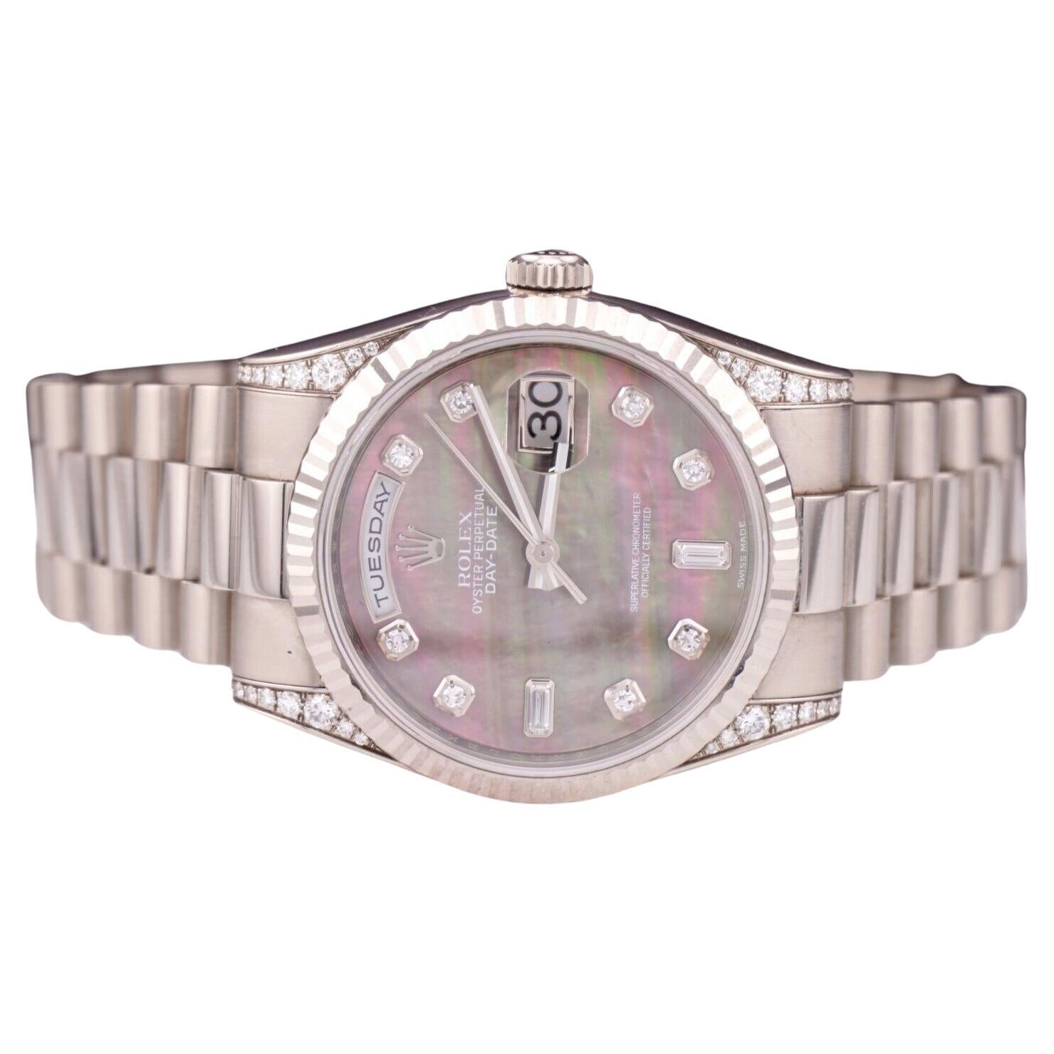 Rolex DAY-DATE 36mm 18K White Gold President Men Watch DIAMOND 118339 BOX PAPERS For Sale