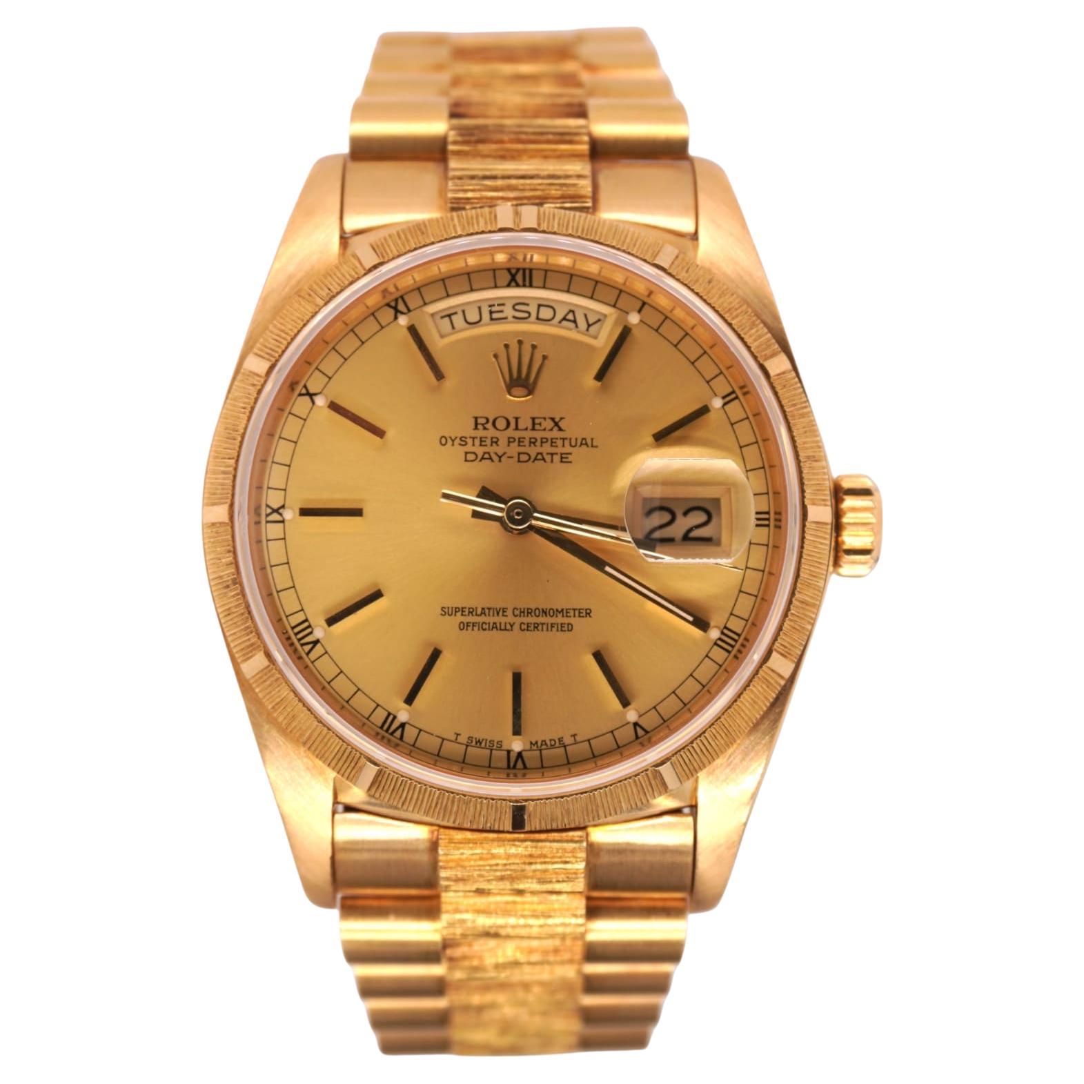 Rolex DAY-DATE 36mm 18K Yellow Gold BARK President Men's Watch Ref 18078