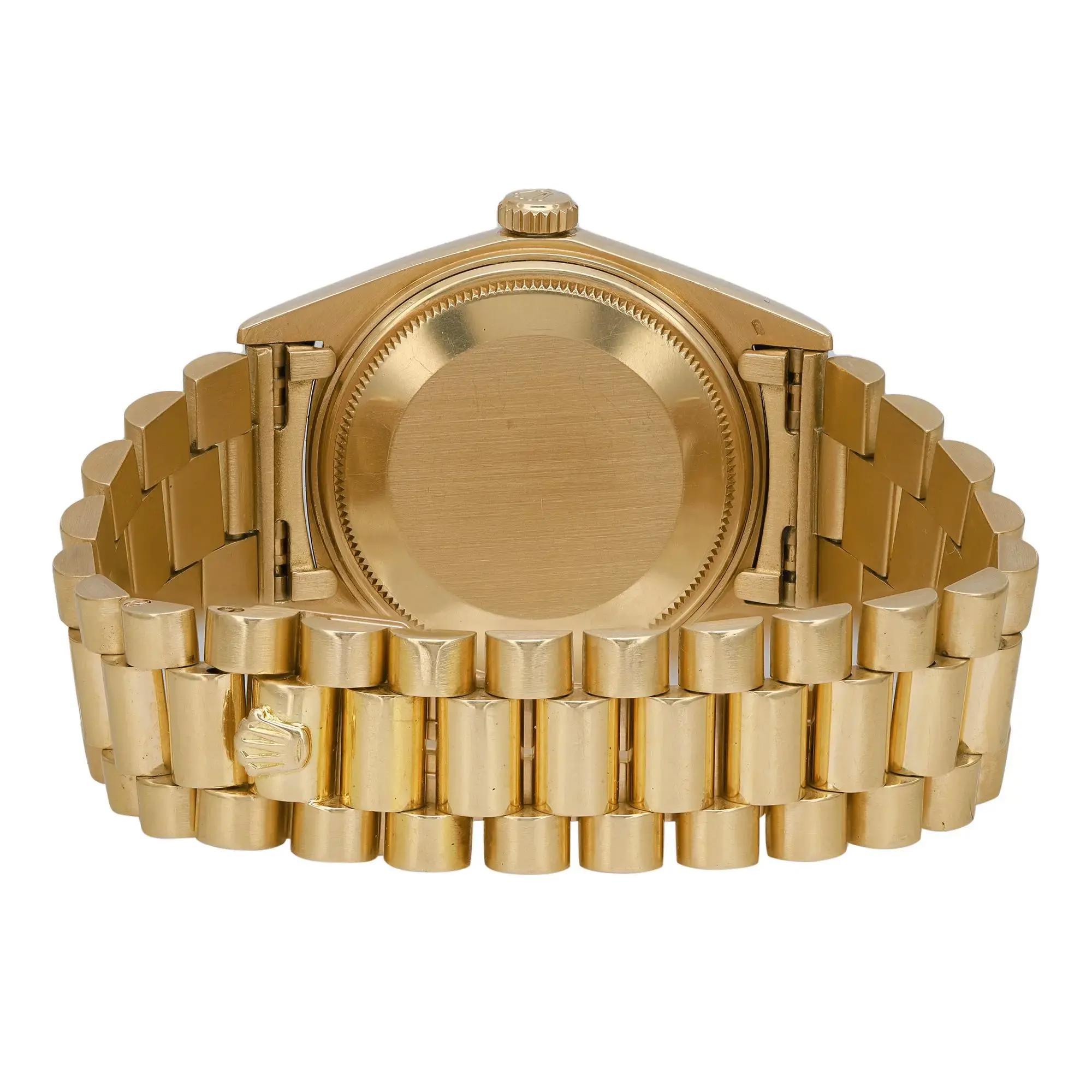Rolex Day-Date 36mm 18K Yellow Gold Buckley Dial Automatic Watch 1803 In Good Condition In New York, NY