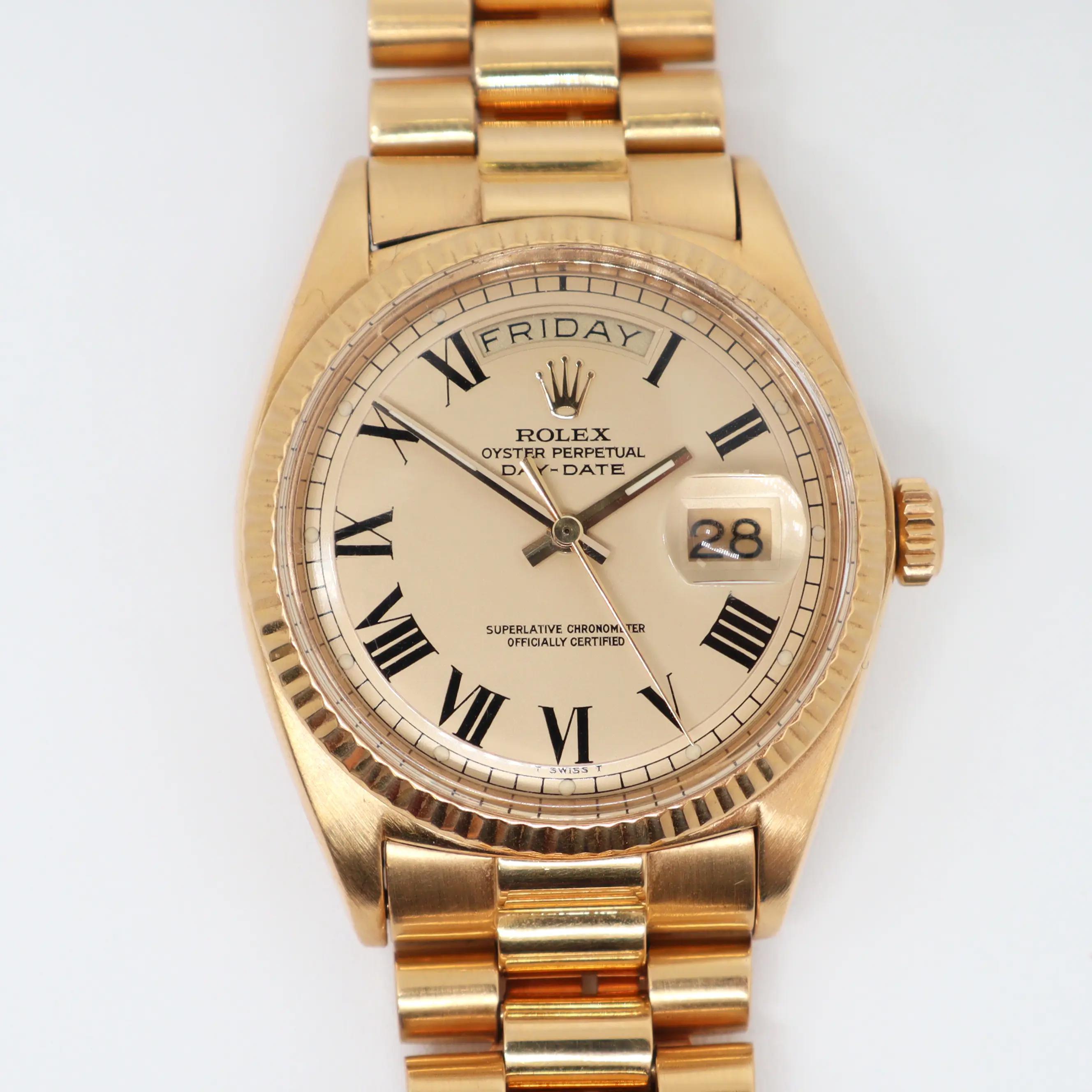 Men's Rolex Day-Date 36mm 18K Yellow Gold Buckley Dial Automatic Watch 1803