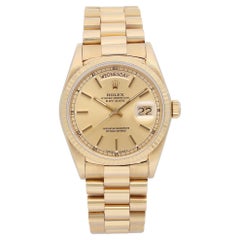 Retro Rolex Day-Date 18K Yellow Gold Champagne Dial Automatic Mens Watch 18038