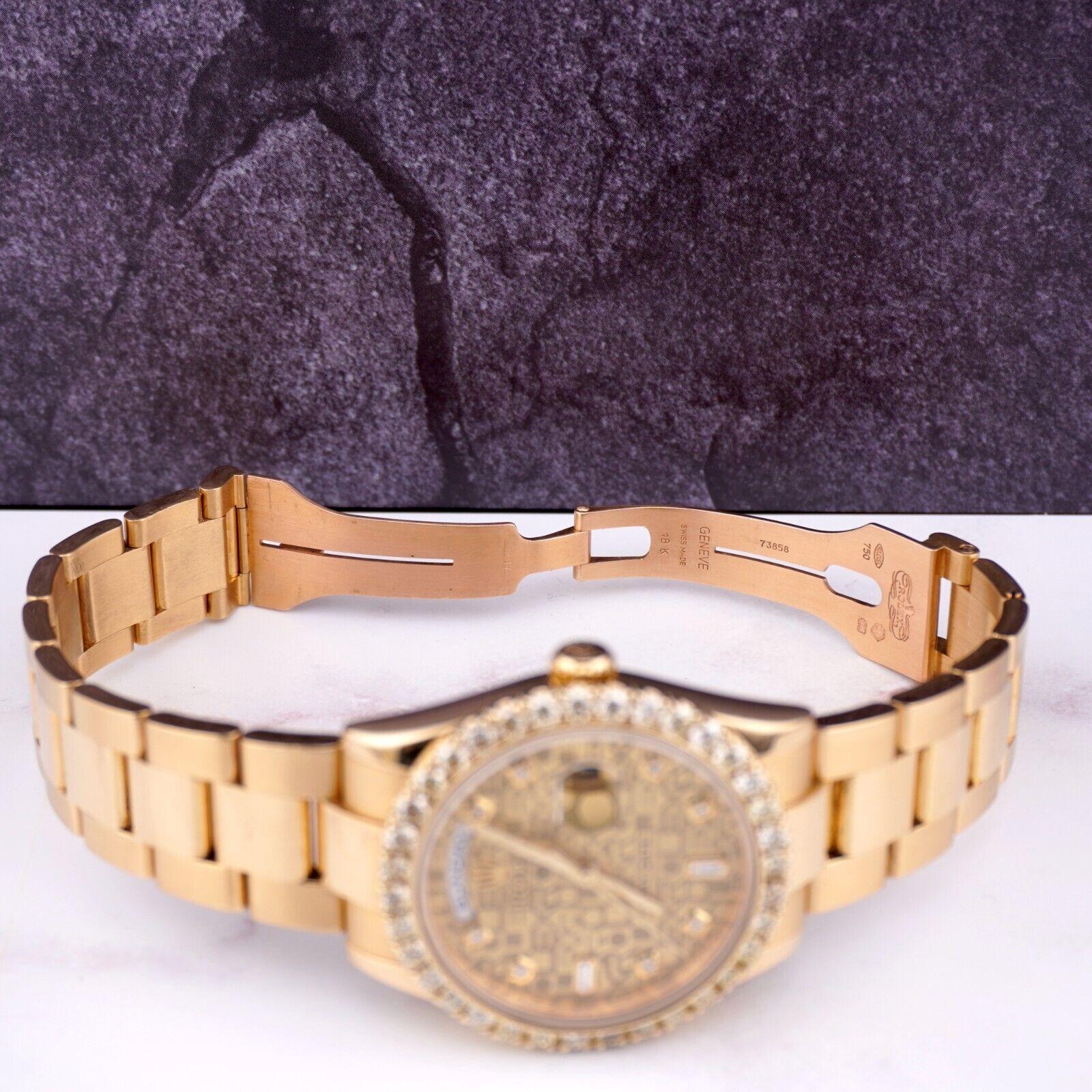 Rolex DAY-DATE 36mm 18K Yellow Gold Men's Watch 3.0ct Diamond Ref 118238 2