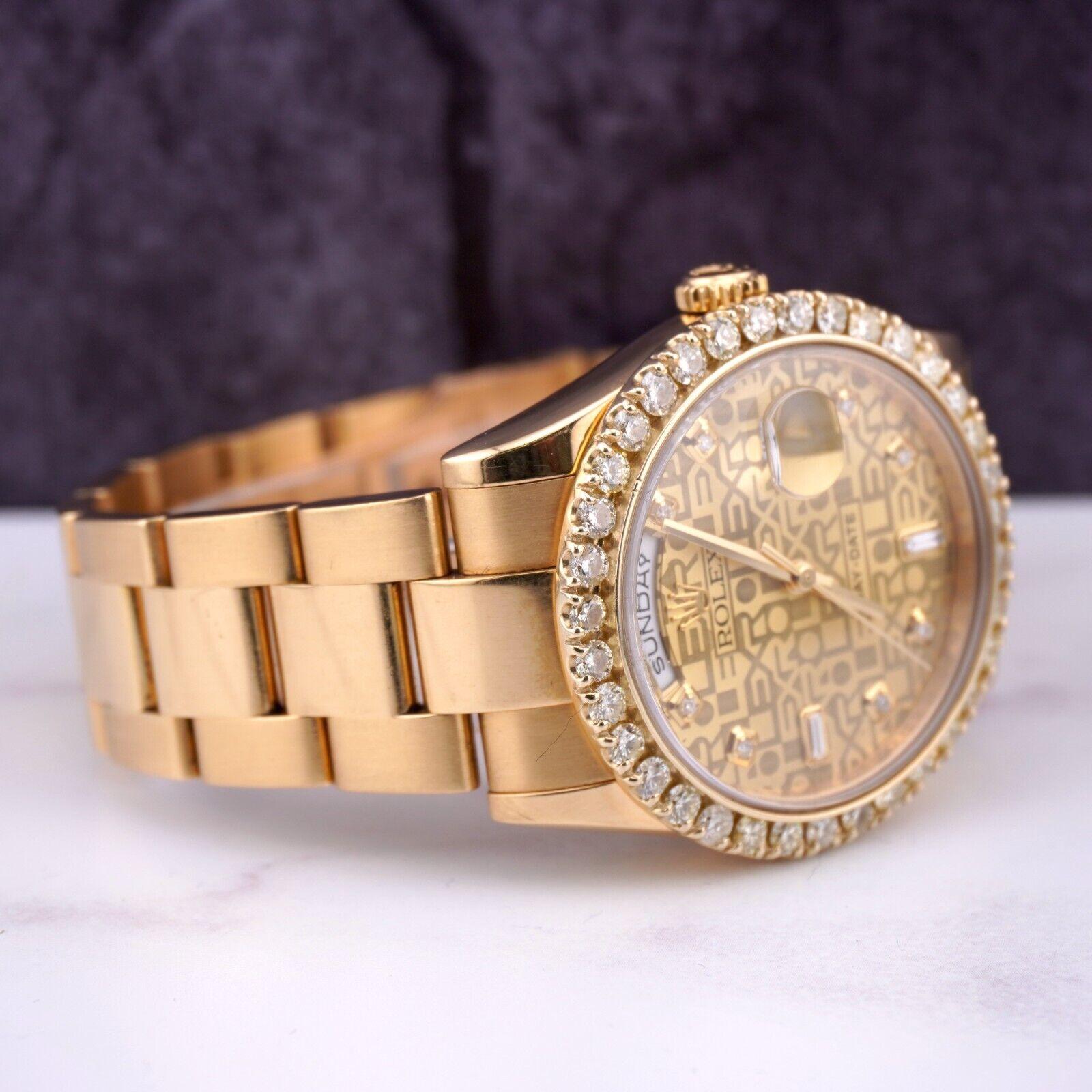 Rolex DAY-DATE 36mm 18K Gelbgold Herrenuhr 3.0ct Diamant Ref 118238 (Moderne)