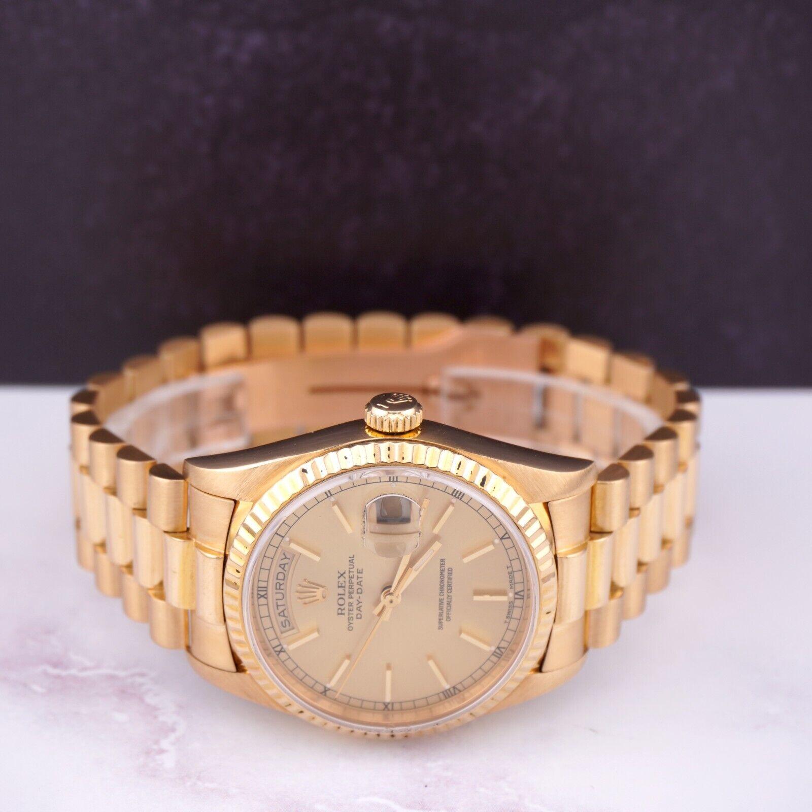 Rolex DAY-DATE 36mm 18K Yellow Gold President Men's Gold Dial Watch Ref: 18238 For Sale 2