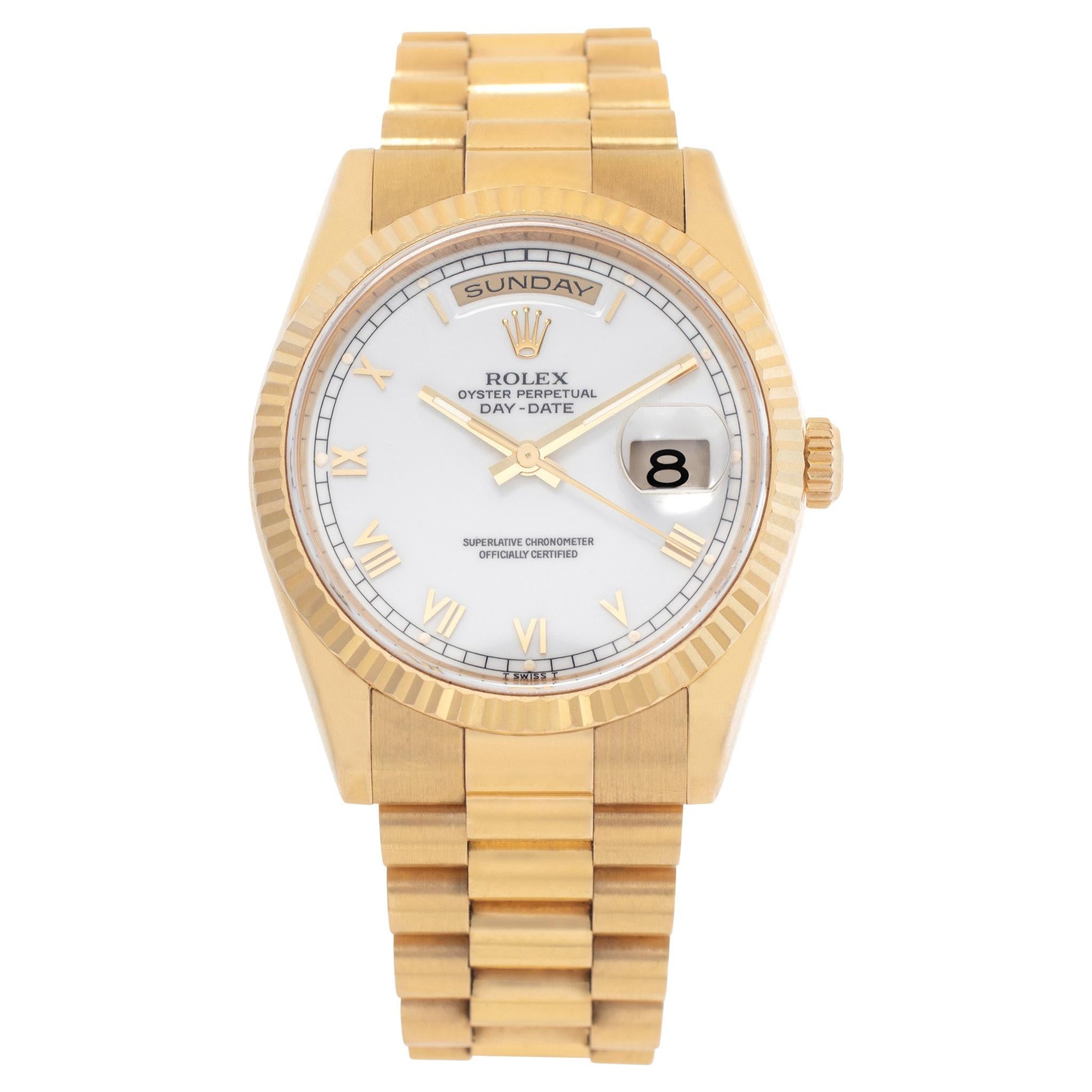 Rolex Day-Date 18k Yellow Gold Wristwatch Ref 118238