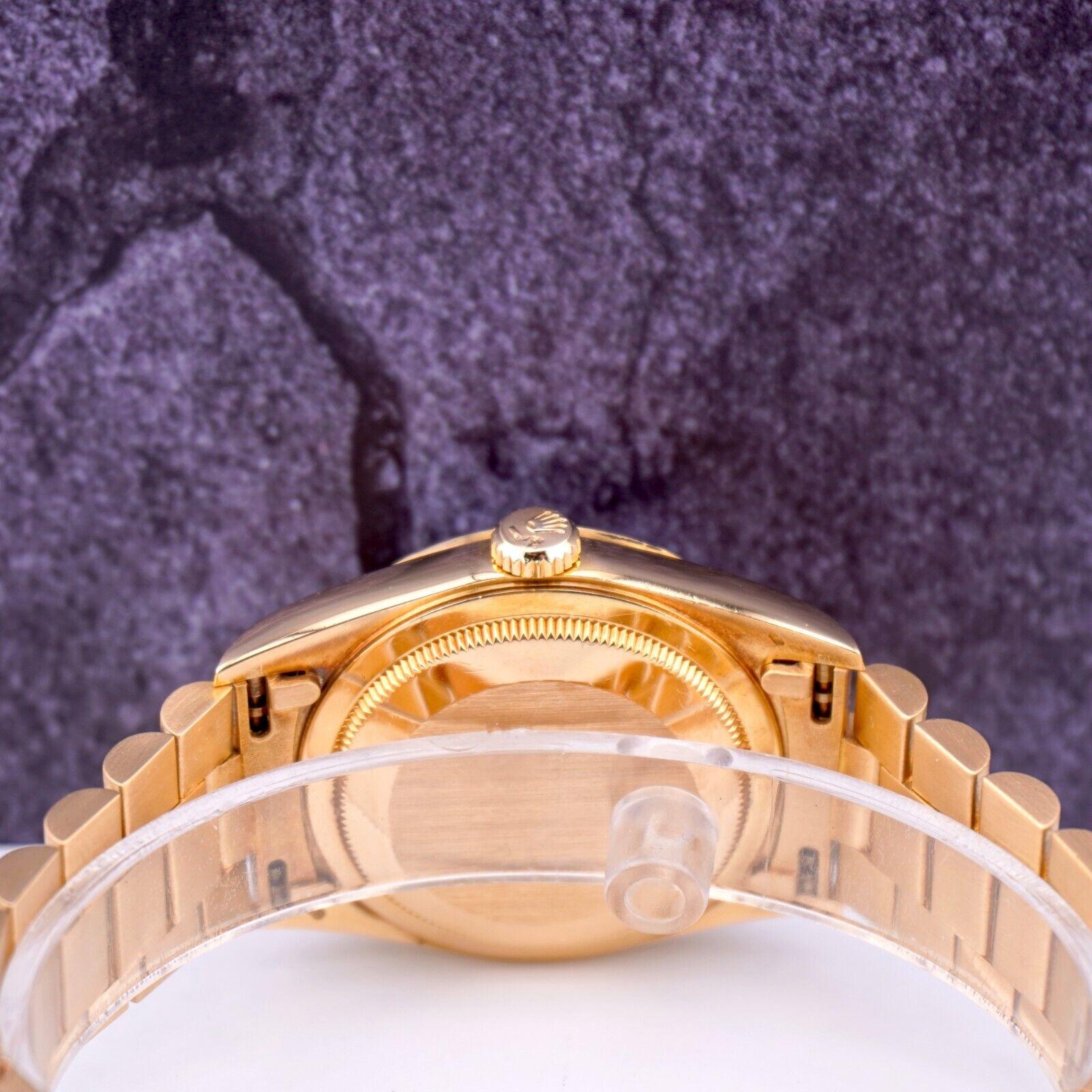 Round Cut Rolex DAY-DATE 36mm President Men's 18K Yellow Gold Diamond Dial Watch Ref 18248 For Sale