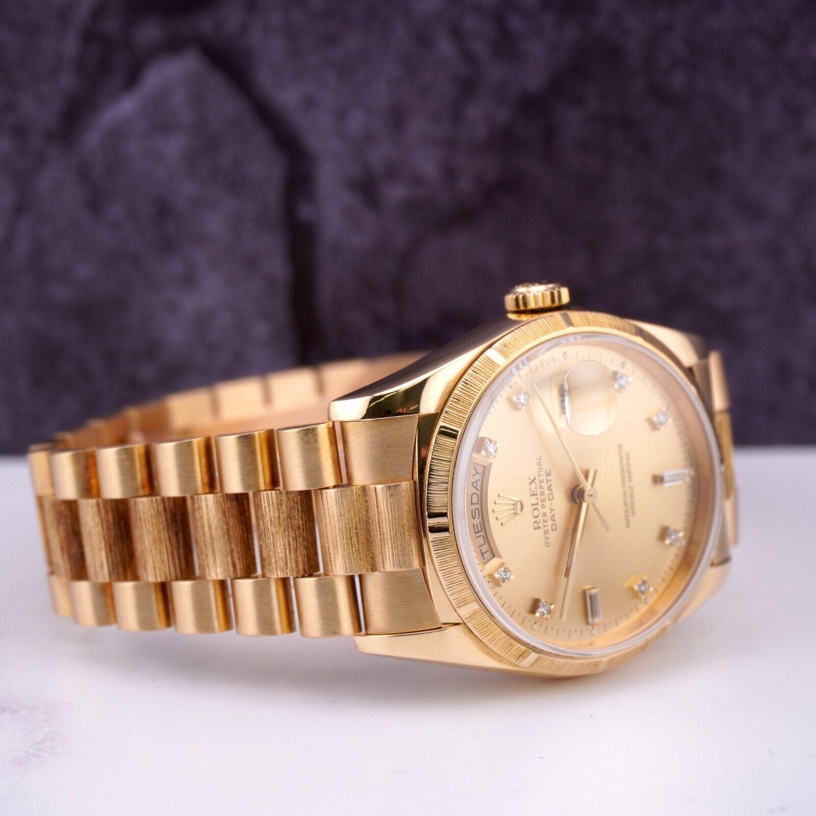 Rolex DAY-DATE 36mm President Men's 18K Yellow Gold Diamond Dial Watch Ref 18248 For Sale 3