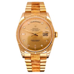 Vintage Rolex DAY-DATE 36mm President Men's 18K Yellow Gold Diamond Dial Watch Ref 18248