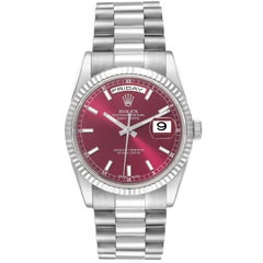 Rolex Day Date 36mm President White Gold Red Grape Dial Mens Watch 118239