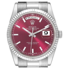 Rolex Day Date 36mm President White Gold Red Grape Dial Mens Watch 118239