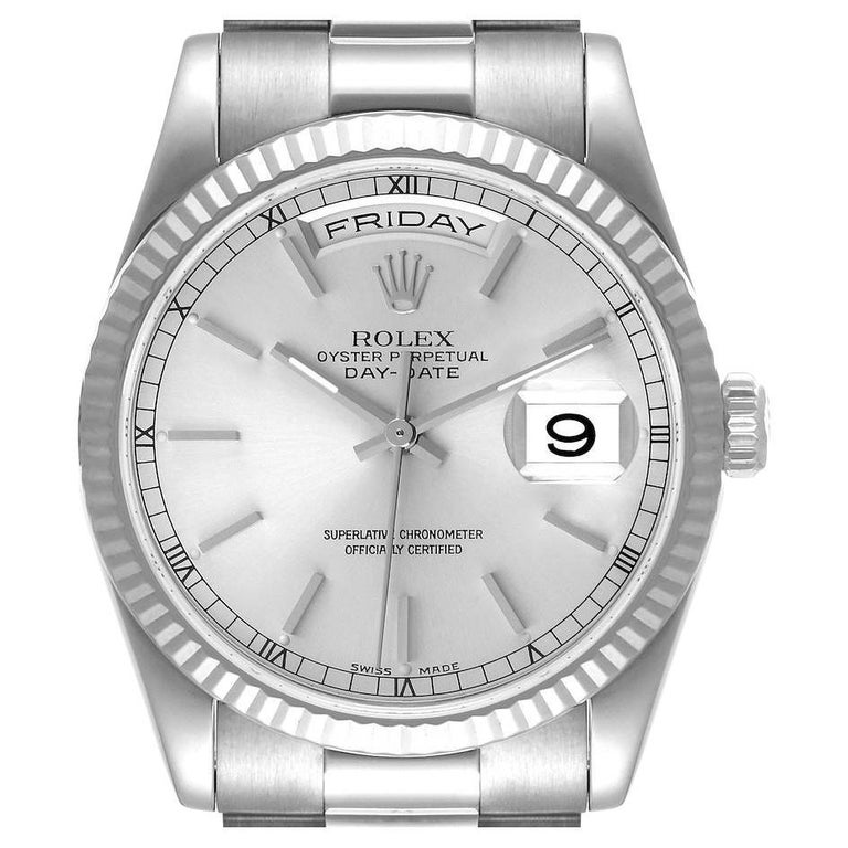 Rolex Day Date President White Gold Silver Dial Mens Watch 118239 at  1stDibs | rolex 1657, rolex day date 36mm white gold, silver rolex