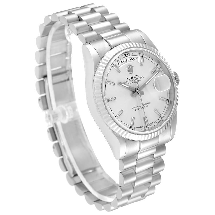Rolex Day Date President Weißgold Silber Zifferblatt Herrenuhr 118239 Papiere im Zustand „Hervorragend“ in Atlanta, GA