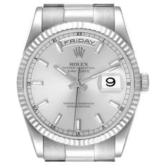 Rolex Day Date President Weißgold Silber Zifferblatt Herrenuhr 118239 Papiere