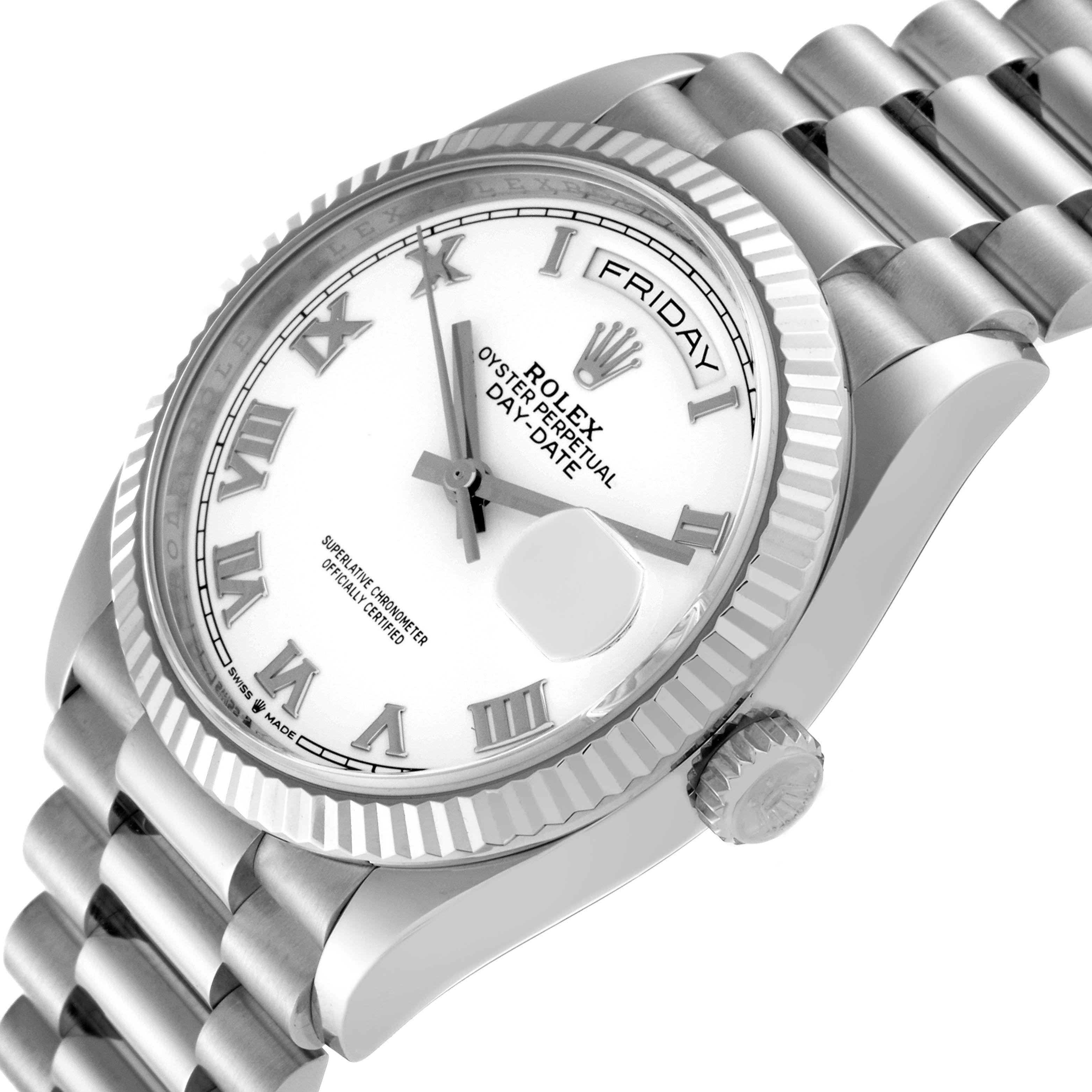 Men's Rolex Day Date 36mm President White Gold White Dial Mens Watch 128239 Box Card For Sale