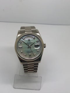 Rolex Day Date White Gold Mother Of Pearl Diamond Dial Watch