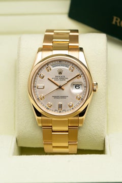 Rolex Day-Date 36mm Yellow Gold Bronze Diamonds Dial Oyster Ref 118208