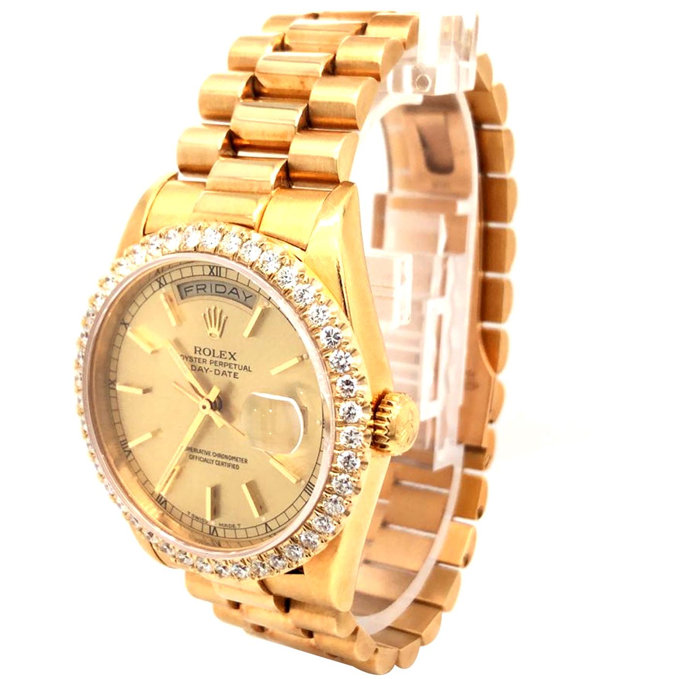 Moderniste Rolex Day-Date Montre automatique à bracelet Président en or jaune pour hommes 18238