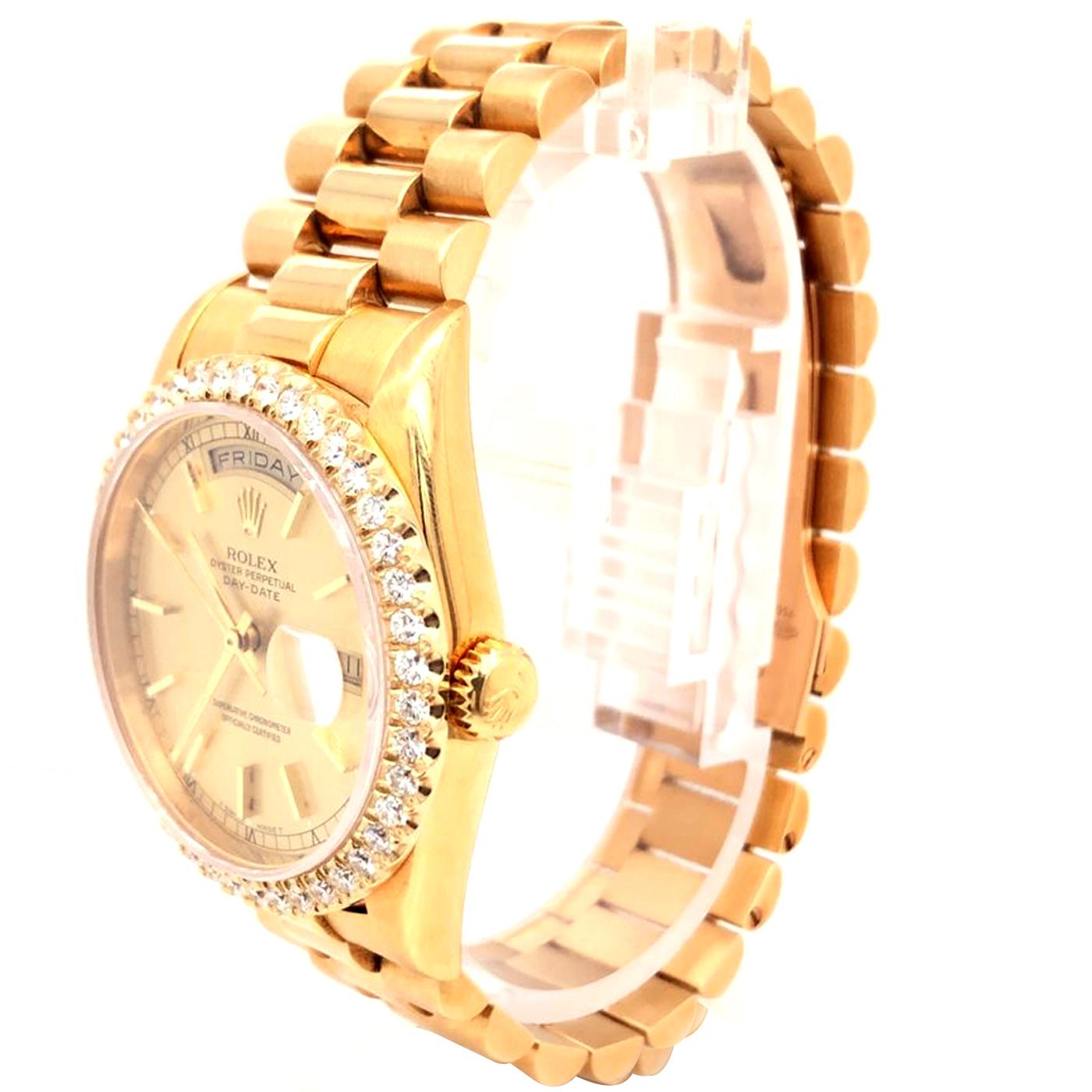  Rolex Day-Date Montre automatique à bracelet Président en or jaune pour hommes 18238 Pour hommes 