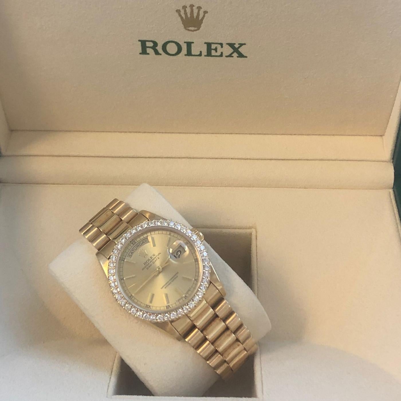 Men's Rolex Day-Date Yellow Gold Mens Automatic President Bracelet Watch 18238