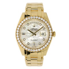 "Rolex Day-Date Yellow Gold Masterpiece Diamond Mop Dial Watch 18948"