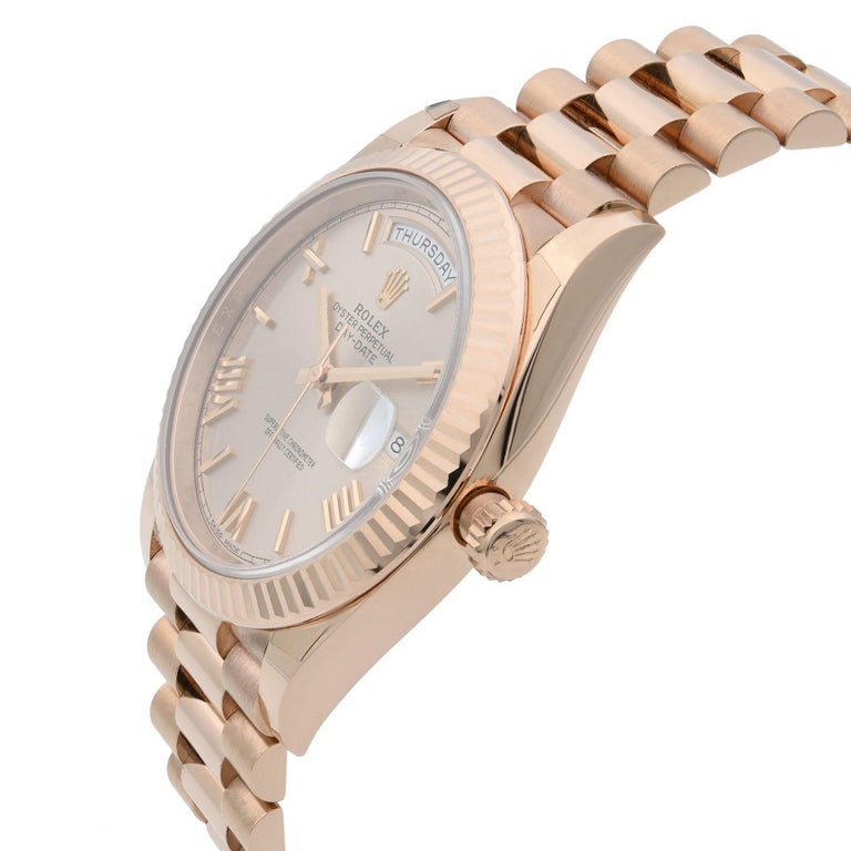 Rolex Day-Date 40 18K Rose Gold Sundust Roman Dial ...