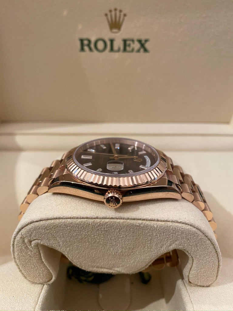 Rolex Day-Date 40 228235 Chocolate Diamond Baguette Dial For Sale at ...