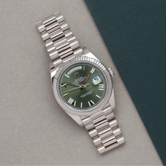 Rolex Day-Date 40 228239 Men's White Gold Olive Green Dial Watch